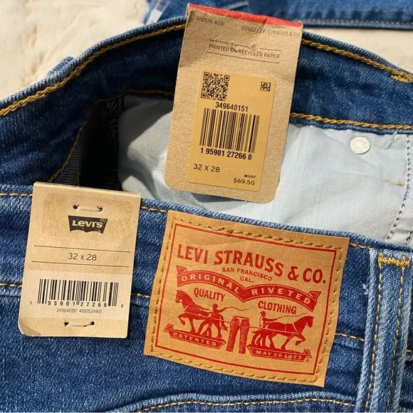NWT(32x28) Levi’s Wedgie Straight Jeans High Rise Button Fly Medium Wash - Picture 13 of 14